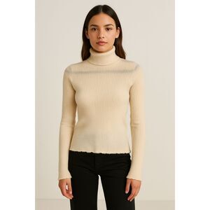 MM6 MAISON MARGIELA Turtleneck Sweater Cream Medium *FLAWED*